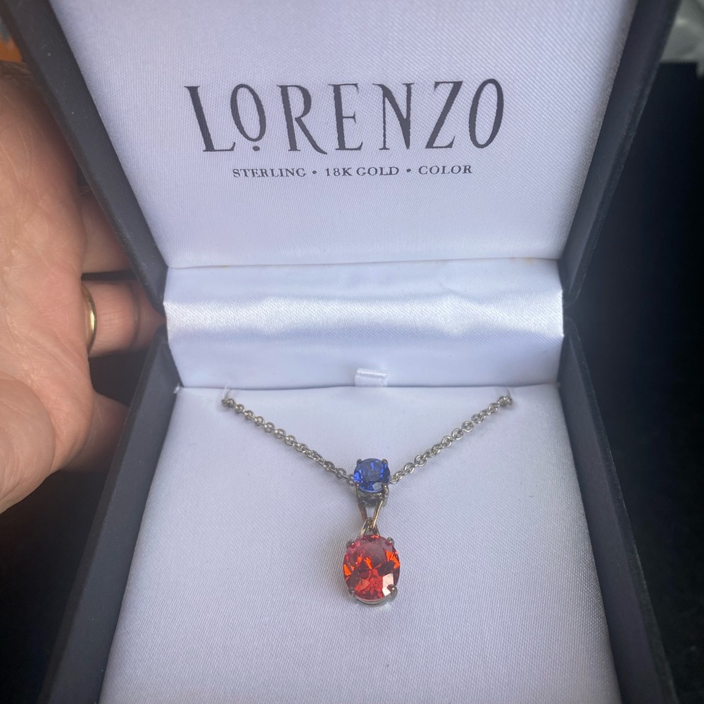 Lorenzo Sterling Sapphire and Fire Opal Necklace